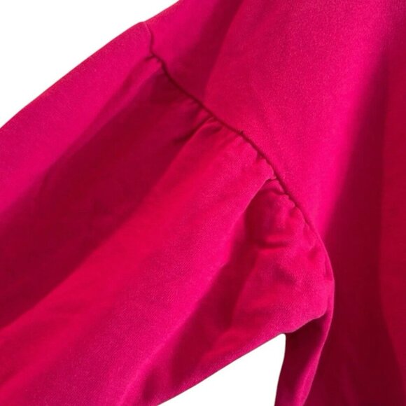 Wild Fable Hot Pink V-Neck Cropped Balloon Sleeve Sweatshirt Juniors Size Large - Picture 2 of 5